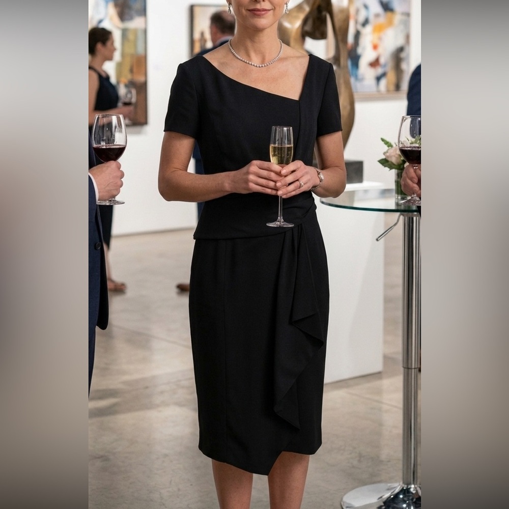Carolina Herrera Asymmetrical Black Dress